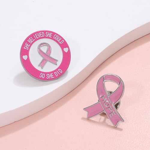 Image of Pink Ribbon Breast Cancer Awareness Brooches Pin, Love Faith Strength Hope Butterfly Brooches Pin, Rhinestone Pink Ribbon Hope Pin Brooch