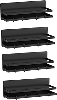 Magnetic Spice Rack Refrigerator Magnetic Shelf Fridge Organizer Space Saver Container for Kitchen/Apartment, Drill free, Black 4 Packs