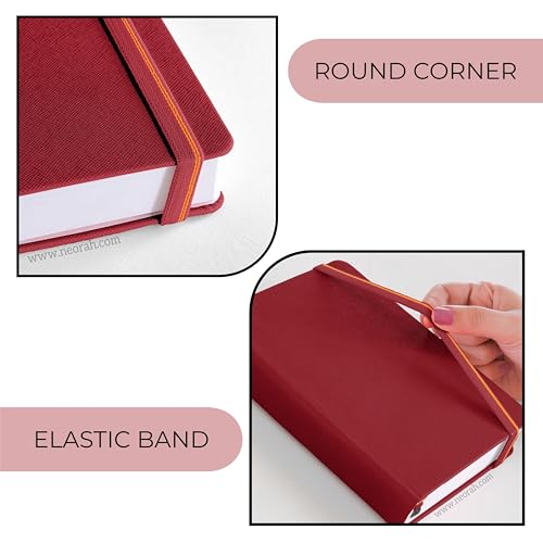 Image of NEORAH -B6 DOTTED | 368 Pages - 110 Gsm | PAGE A DAY JOURNAL (17.5 X 12.5 cm)-Hardcover Dot Grid Notebook |Back Pocket |3 Silk Book Mark - Completely HANDMADE for Journaling,writing - RED