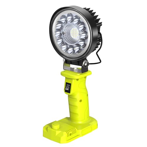 Image of JunYouCaiKJ Cordless Work Light, Compatible with Batteries Ryobi 18V One+ Li-ion Battery,35W 4000LM for Ryobi Light with USB Port, 140 Degree Pivoting Head, Led Work Light Floodlight Spotlight