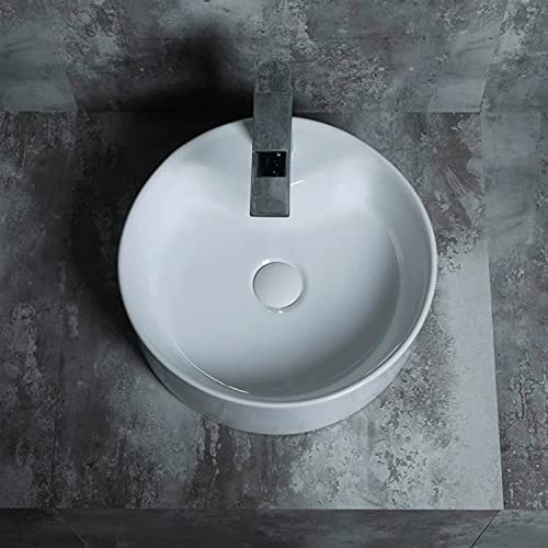 Starbath Plus - Keramisches Waschbecken - Runde Form - Glänzend weiße Farbe - Maße 40 x 40 x 15 cm - Ideal für Arbeitsplatten in Badezimmern und Toilettenmöbeln