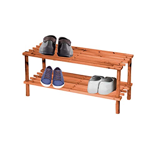 Zapateros de madera, CON 2 ESTANTES/NIVELES. Madera resistente de primera calidad. Organizador de zapatos. TAMAÑO: 63 x 28,5 x 26,5 cm. Estantería de calzado. 2 baldas Cover