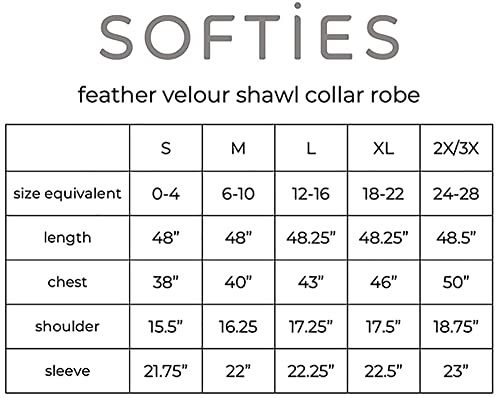 Softies 48" Feather Velour Shawl Collar Robe, Lightweight, Ultra Soft & Warm Bathrobe For Women, Spring Lake, S #TOP3