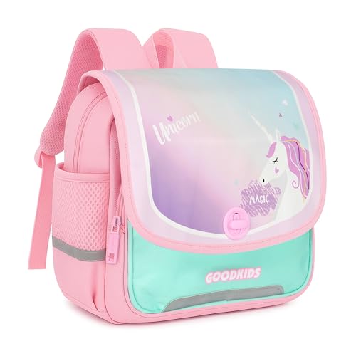 Image of Storite Unicorn Kids School Backpack for Girls (Class 2-6) 13L | Rectangular Pastel Design with Flap & Rotating Lock | Padded Back & Tablet Compartment