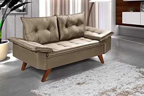 Sofa Bariloche 2 Lugares Pés em Madeira (Chocolate)