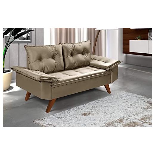 Sofa Bariloche 2 Lugares Pés em Madeira (Chocolate)