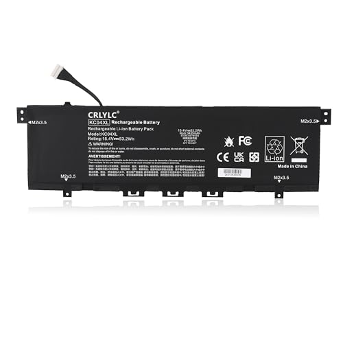 CRLYLC 53.2Wh KC04XL Laptop Battery for HP Envy X360 13-ag0xxx 13-ar0xxx 13-ah0xxx 13-aq0xxx 13-ah0056nf 13-ah0002nf 13-ah0002ng 13-ah0003ng 13-ag-ag 09999nnf 13-ah0005ng ah0056nf L08496-855