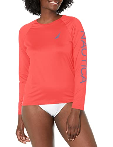Image of Nautica Women's Long Sleeve Rashguard - Quick-Dry, UPF Protection, Swim Shirt, Pool, Beach, Hiking, Yoga, Volleyball