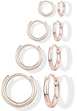 Gokeey Small Rose Gold Earrings Set for Women 14K Gold Plated Hypoallergenic Lightweight Huggie Hoop Earrings for Sensitive Ears Everyday Earrings for Cartilage Piercings (6mm/8mm/10mm/12mm, Rose Gold)