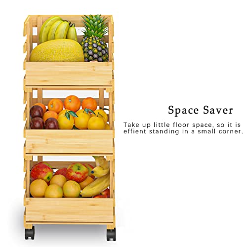 Merysen Fruits Basket For Kitchen Counter Detachable Fruit Basket Large 3-Tier Bamboo Fruit And Vegetable Storage Veggies Drinks Bread Snack #TOP1