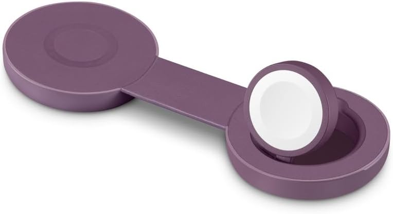 Butterfly SE 2-in-1 Compact Foldable Wireless Travel Charger, 15W MagSafe Duo Charging for iPhone, Airpods, and Apple Watch, Midnight Plum