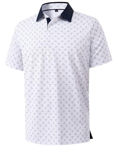 Camiseta polo para hombre, transpirable, con tecnología Dry Fit y protección UPF 50+, diseño geométrico, ideal para golf y actividades al aire libre miniatura 1