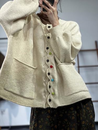 Image of JASCLS Women's Casual Loose Knit Cardigan Oversized Color Block Full Sleeve Sweaters for Women