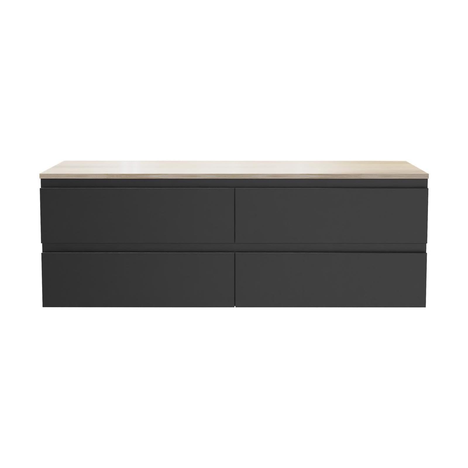 MOB-IN Meuble Double Vasque Sorrento Suspendu avec Plan Effet Bois 120 cm