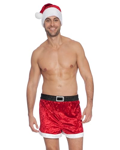 Intimo Men's Velour Holiday Boxers with Hat