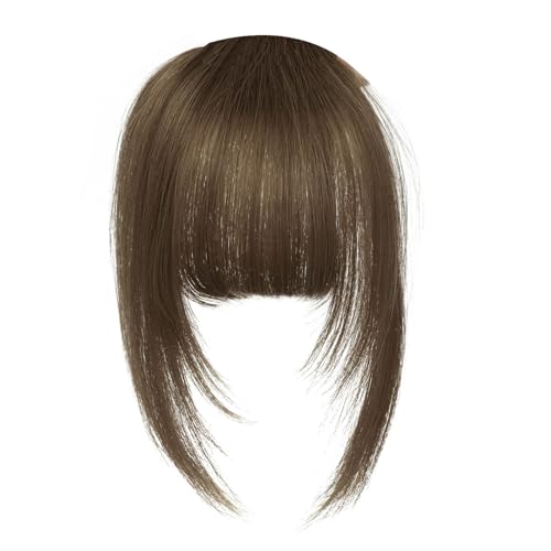 Extensiones de cabello humano con clip, de una pieza, con clip en el aire, extensiones de pelo humano a la moda, extensiones de cabello humano con clip, extensiones de pelo natural recto (marrón)