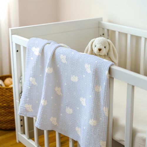 Image of Elephant Baby Blankets for Boys Girls, Soft Nursery Minky Blankets with Muslin and Dotted Fleece Back 30x40 inches, Receiving Bed Quilt for Newborn, Infants, Toddlers