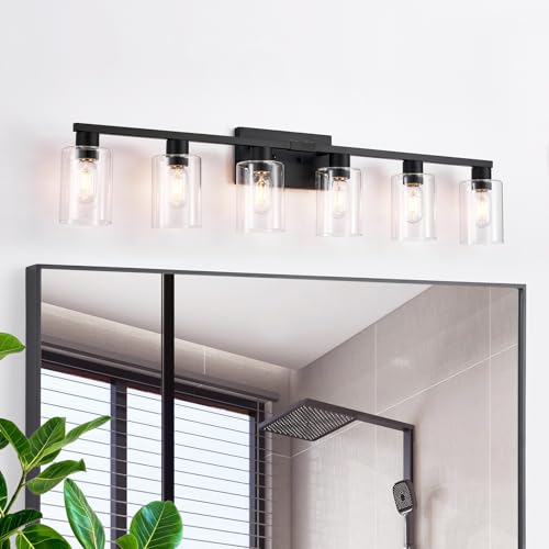 SOPEAS 6-Light Bathroom Vanity Light Black Vanity Lights for Bathroom