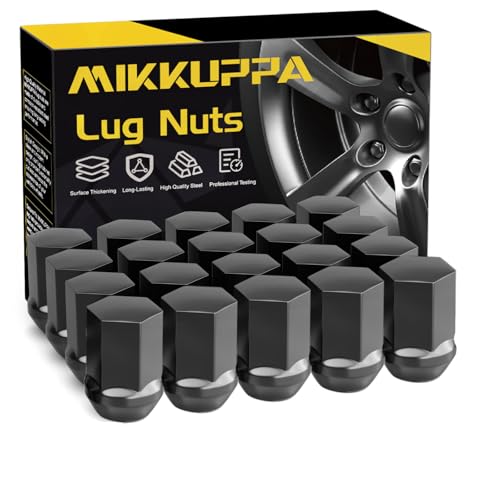 Image of MIKKUPPA M14x1.5 Lug Nuts, Replacement for Jeep Wrangler JL Grand Cherokee, Ram 1500 Dodge Charger Chevy Impala Factory Wheel, Black 20PCS One-Piece Design 7 /8 inch Hex Lug Nut Replace OEM 611-330