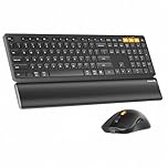 ProtoArc Wireless Keyboard and Mouse Combo, KM60 Bluetooth Keyboard and Mouse Set with Wrist Rest, Dual Bluetooth and USB, Full Size, Rechargeable, Compatible with Windows/Mac/Android, Black