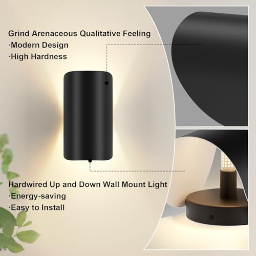 Aipsun Black Modern LED Wall Sconce Indoor Wall Lights 2 Packs Hardwired Up and Down Wall Mount Light for Living Room Bedroom Hallway Corridor Conservatory Warm White 3000K(with G9 Bulbs) by Aipsun - Image 8