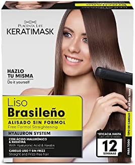 Keratimask Placenta Life Hair Straightening Treatment Brazilian Style Kit with Hyaluronic Acid