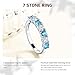 DAYBYDAY Blue Topaz Ring 925 Sterling Silver December Birthstone Ring 7 Stone Wedding Band Blue Eternity Band Rings for Women Size 7