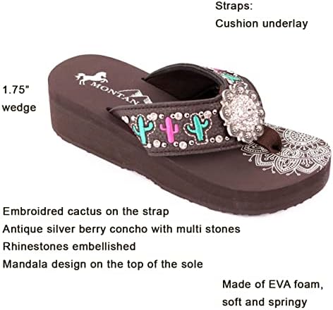 Montana West Women's Hand Beaded Flip Flop Sandals (8B(M), Bk/ClBeadedFlower) | Image 3