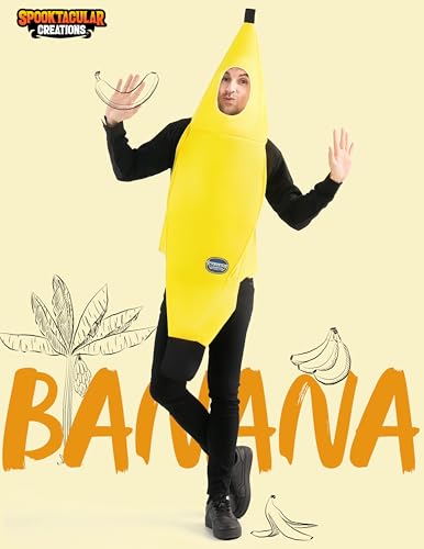 Image of Spooktacular Creations Appealing Banana Costume Adult Deluxe Set for Halloween Dress Up Party and Roleplay Cosplay