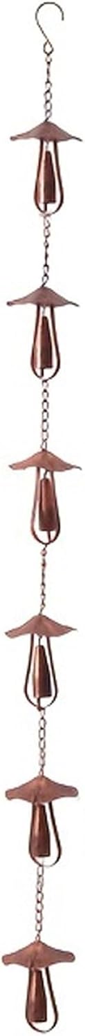 Decorative Metal Rain Chains for Outside – Mushroom Gutter Chain Downspout with Bells for Gardens Patios Sunrooms, 51 Inch