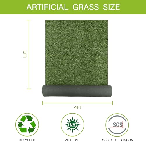 Image of SUNTURF Dog Grass Pads 4 x 6 FT, 0.4 inch Artificial Grass Pee Pads for Dogs Potty Extra Large Fake Grass Rug Turf Mat for Dogs Training Garden Lawn Artificial Grass Rug Indoor Outdoor