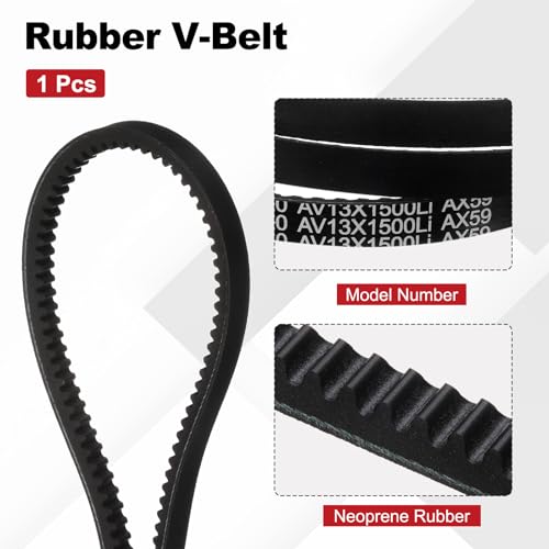 Image of AX59 Belt, Raw Edge Cogged Industrial Rubber EPDM V-Belt, Pack of 1 | 1 /2 inch(13mm) Width x 59 inch(1500mm) Inside Circumference x 5 /16 inch(8mm) Height