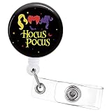Halloween Badge Reel Retractable ID Clip Funny Hocus Pocus Badge Holder Alligator Clip Holiday Nurse