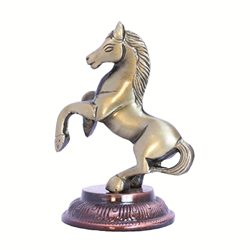 Image of KridayKraft Jumping Horse Metal Statue for Wealth Table Top Figurine for Living Room Bedroom Home Office Animal Decorative Showpiece Feng Shui Vanstu Sculpture for Gift Purpose. (Brass)