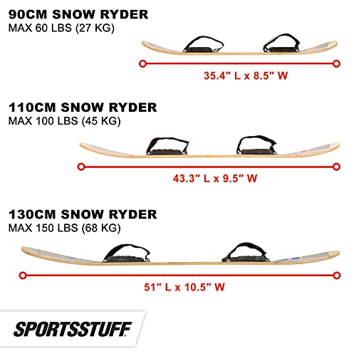 SportsStuff Snow Ryder, Hardwood Snowboard, Perfect for Beginners and Backyard Fun YELLOW 90cm