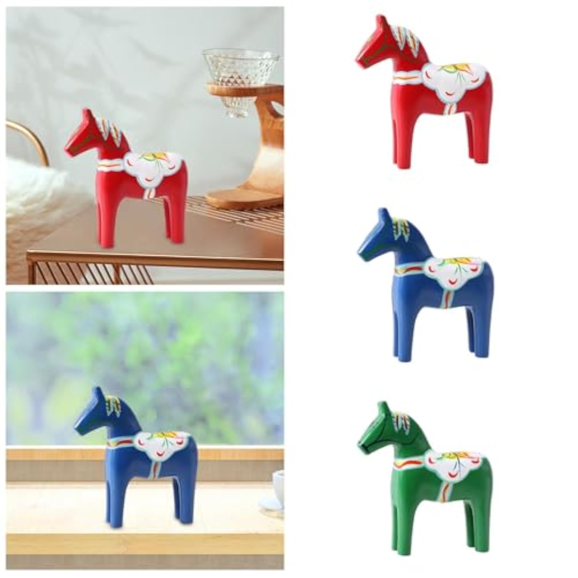 Wooden Dala Horse Ornament Color Painting for Collection