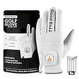 Good Ball Golf Glove – Funny M1ddle Finger Glove w/Magnetic Ball Marker & Tees | Tour Quality Cabretta Leather | Breathable + Lasting for Both Men and Women