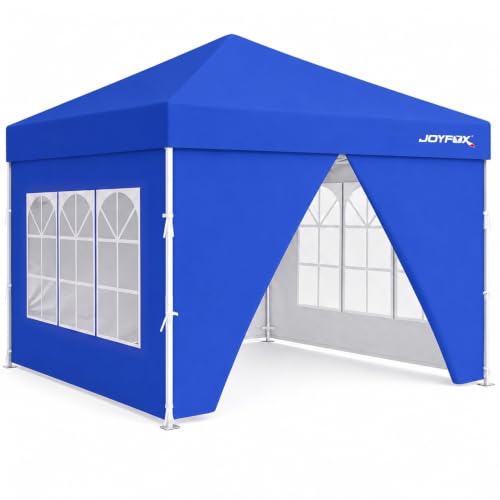 Joyfox Tenda Gazebo 3x3m Sanfonada com 4 Paredes Laterais, Barraca Transformável para 5-6 Pessoas, Toldo Dobrável Impermeável com Proteção UV para Camping, Viagens e Eventos - Azul Marinho