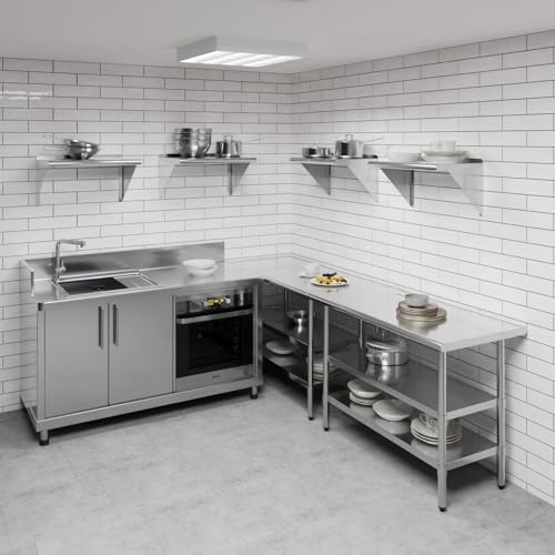 Image of AmGood 14 in. x 24 in. Stainless Steel Wall Shelf | NSF | Metal Shelving | Garage, Laundry, Storage, Utility Room | Restaurant, Commercial Kitchen