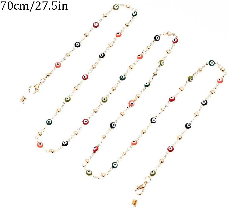 Metal Edging Eyeball Glasses Chain Sunglasses Accessories Multi-color Beads Hanging Neck Rope