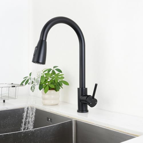 Torneira de cozinha, torneira de pia de cozinha com spray pull-down níquel escovado aço inoxidável m