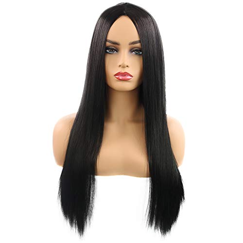 Fleurapance - Peluca para mujer natural de color negro largo rubio de pelo sintético resistente al calor símil al cabello real Cover