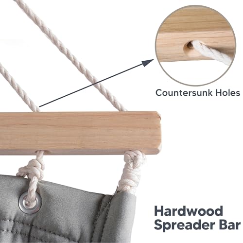 Image of SUNCREAT Double Hammock with 15 ft Stand, Outdoor Hammock with Stand, Balance Straps, Light Gray