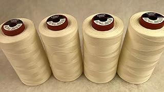 Moon Overlocking Thread 4 x 5000 Yards Polyester Moon Thread Cones White Black Natural Cream (Black)