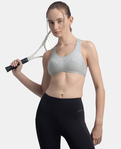 Image of Jockey 1378 Women Wirefree Padded Cotton Elastane Racerback Active Bra