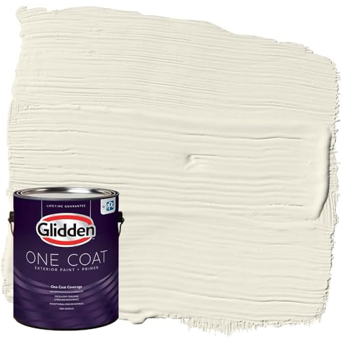 Glidden Exterior Paint + Primer: White/Colonial White, One Coat, Flat, 1 Gallon