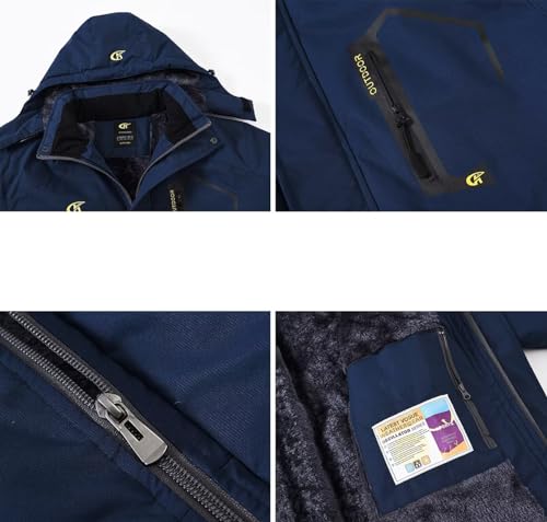 Foto de QPNGRP Chaqueta impermeable de esquí y snowboard para hombre, abrigo de nieve resistente al viento (imagen 4)