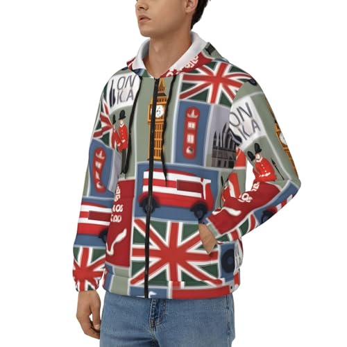 Sweat à fermeture éclair Angleterre cordon serrage manches longues homme