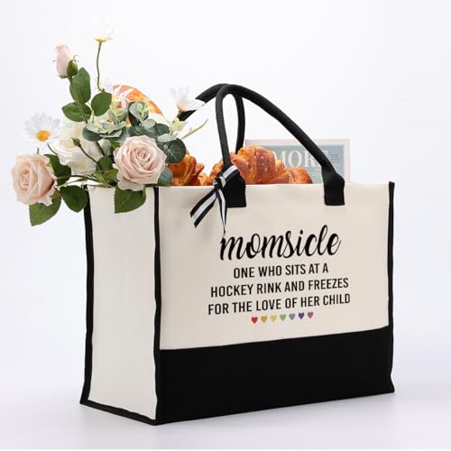 EDCTO Canvas Bag Gift for Mom, Momsicle Canvas Bag, Hockey Mom Gift, Cotton Canvas Tote Bag, Hockey Mom Tote, Sports Mom Gift, Mom Appreciation Gift, Mom Reusable Grocery Bags Utility Tote3