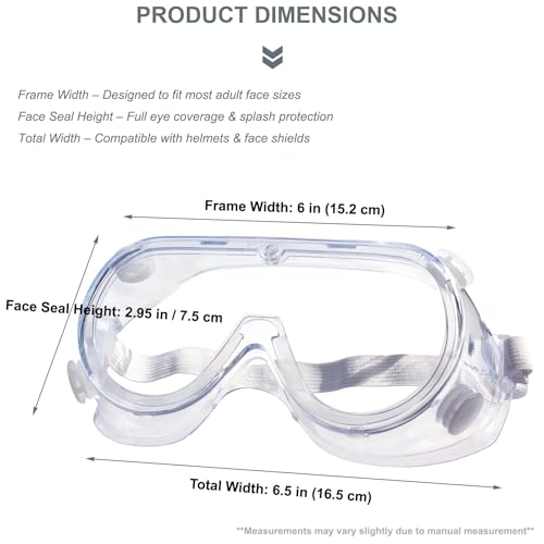 EYEGLASSTOR 10 Pack Protective Safety Goggle for lab chemistry soft lightweight goggles over prescription glasses Anti-Splash worker construction Eye protection Science Onion Cutting and More White by EYEGLASSTOR - Image 2